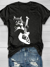 Rock Music Printed Crew Neck Women's T-shirt