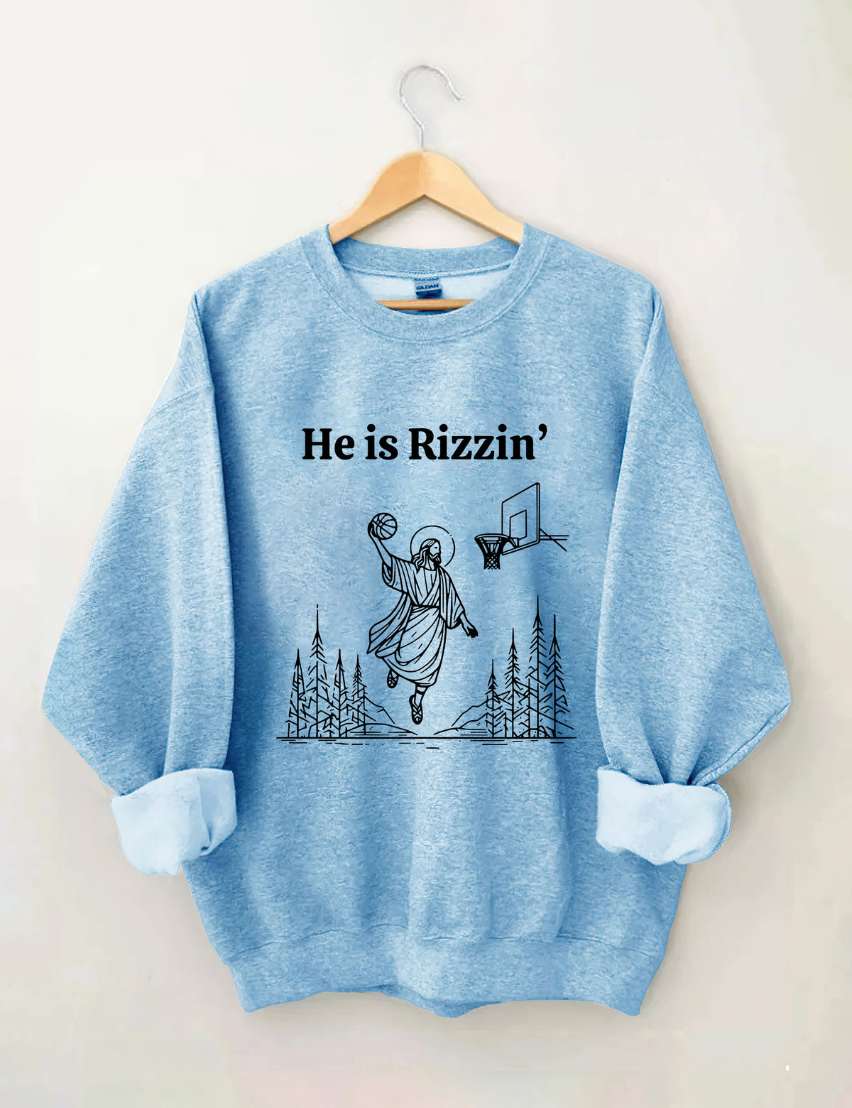 He Is Rizzin' Basketball Sweatshirt