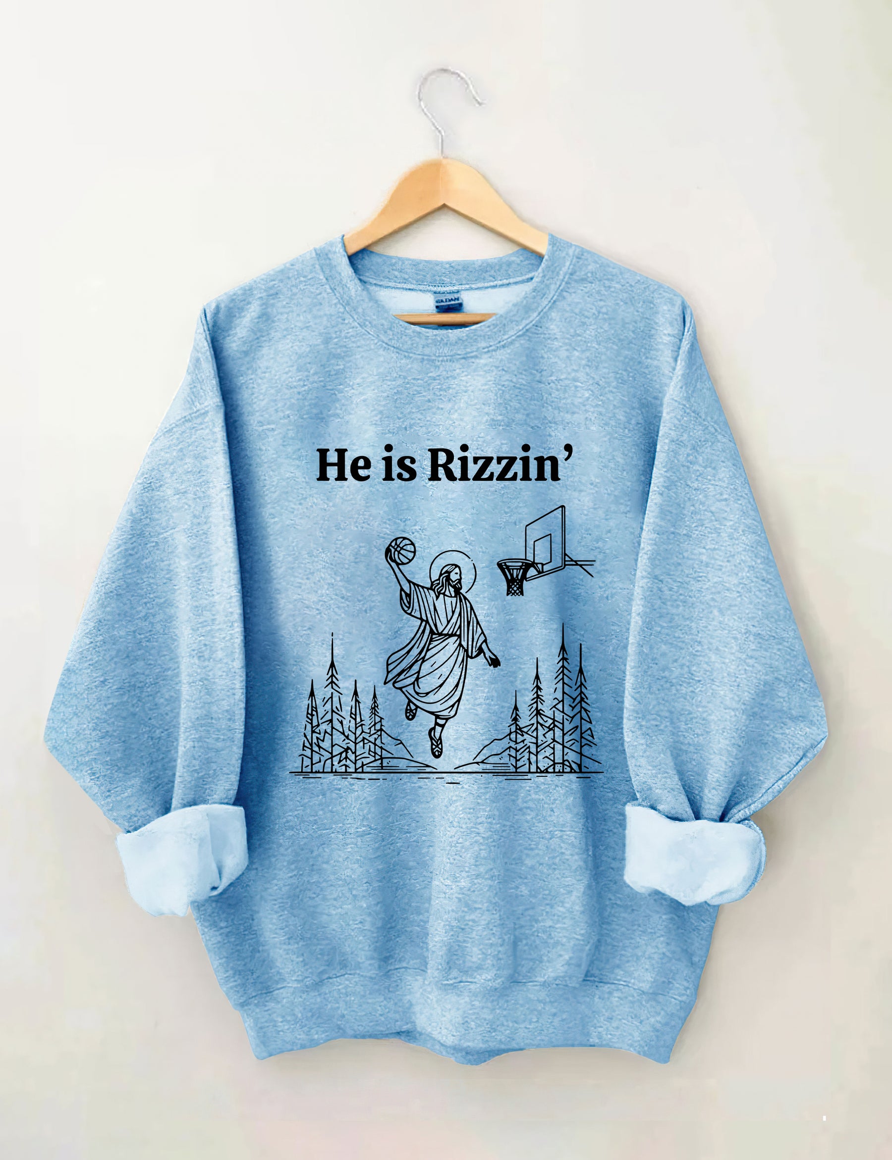 He Is Rizzin' Basketball Sweatshirt