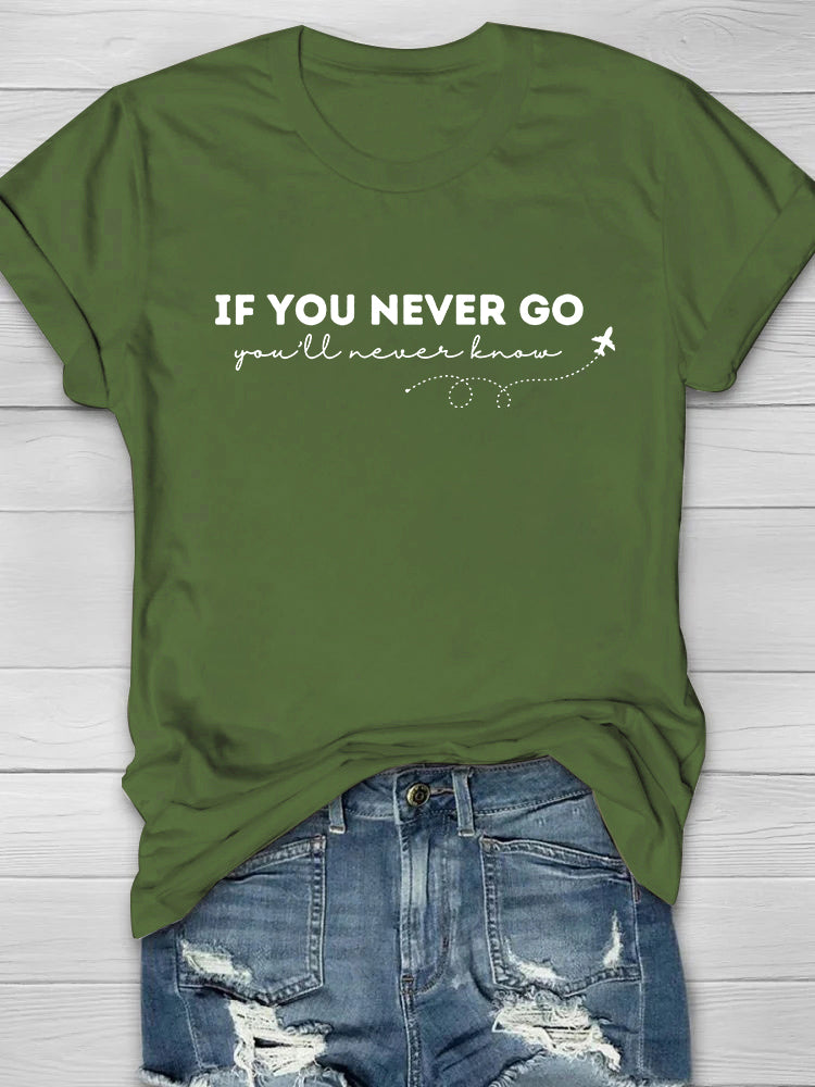 If You Never Go, You'll Never Know Printed Crew Neck Women's T-shirt