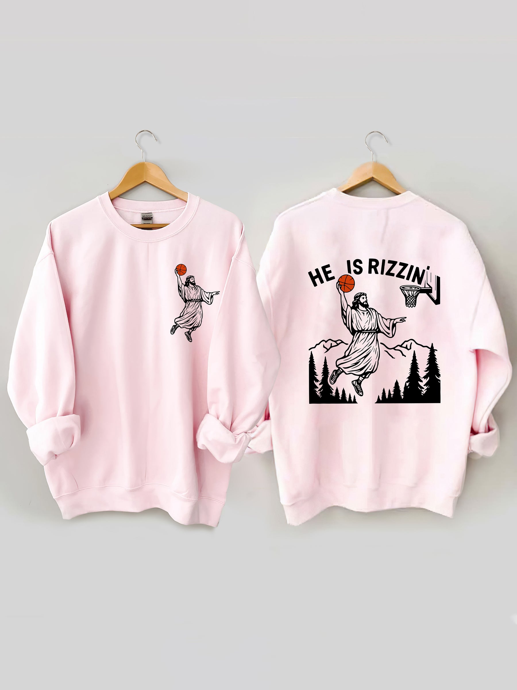 He Is Rizzin' Jesus Basketball Sweatshirt