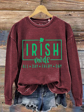 Irish Mode All Day Every Day St. Patrick's Day Art Print Pattern Casual Sweatshirt